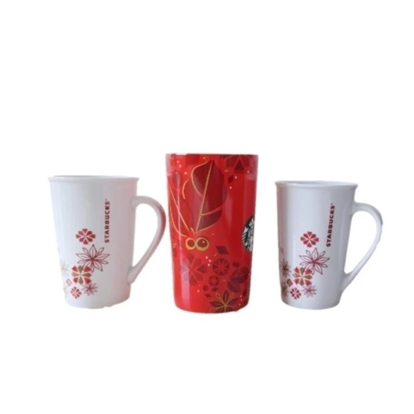 Starbucks 2013 Holiday Mugs Christmas Snowflake MCM - Picture 2 of 9